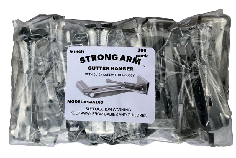 Quick Screw 5" 100 Pack Heavy Duty Hidden Rain Gutter Bracket Hook Hangers with Clip â€¦